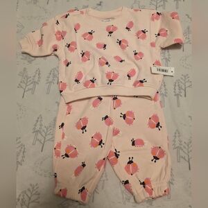 Baby's Pink Ladybug Sweatpants Set